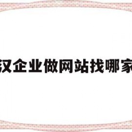 武汉企业做网站找哪家好(武汉企业做网站找哪家好一点)