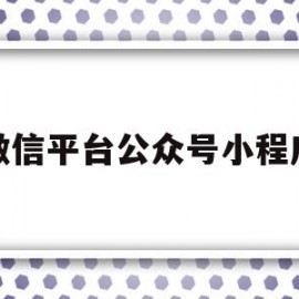 微信平台公众号小程序(微信公众号平台小程序登录入口)