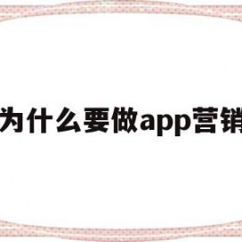 为什么要做app营销(为什么要开发app)