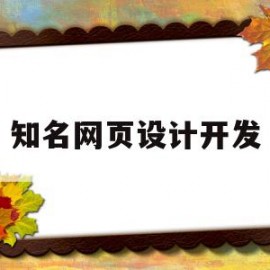 知名网页设计开发(知名网页设计开发公司)