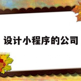 设计小程序的公司(微信小程序设计公司)