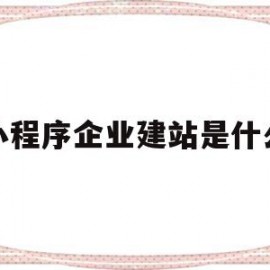 小程序企业建站是什么(小程序企业建站是什么软件)