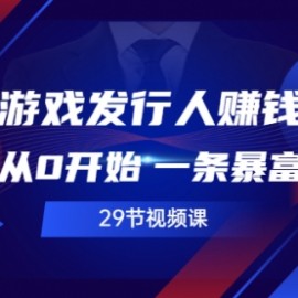 抖音游戏发行人赚钱项目，小白从0开始 一条暴富的路（29节视频课）