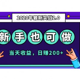 2020年最新实战2.0：专为新手小白打造，当天收益，日赚200+