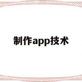 制作app技术(制作APP技术支持)