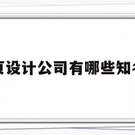 网页设计公司有哪些知名的(网页设计公司有哪些知名的公司)