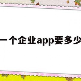 做一个企业app要多少钱(做一个企业app软件要多少钱)