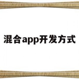 混合app开发方式(混合式app开发框架)