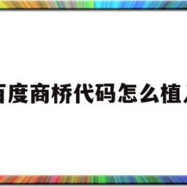 百度商桥代码怎么植入(百度商桥手机版站点设置是什么)