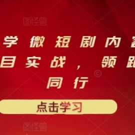 10堂速学微短剧内容制作标准与项目实战，领跑80%同行