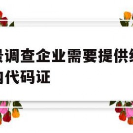 背景调查企业需要提供组织机构代码证(背景调查要提供原公司人力资源部的人员联系方式)