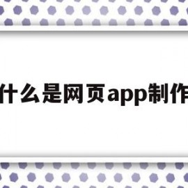 关于什么是网页app制作的信息