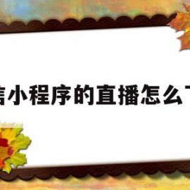 微信小程序的直播怎么下载(微信小程序的直播怎么下载到手机)