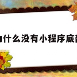 为什么没有小程序底部(微信小程序为什么没有添加到桌面)