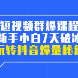 小九归途·短视频群爆课程：新手小白7天破冰，玩转抖音爆量秘籍