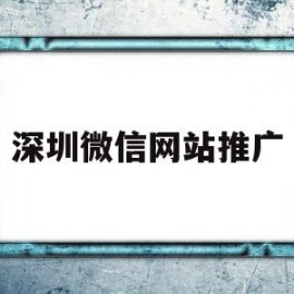 深圳微信网站推广(深圳网络推广怎么做)