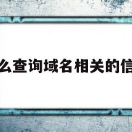 怎么查询域名相关的信息(怎么查询域名相关的信息记录)