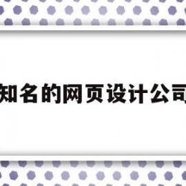 知名的网页设计公司(知名的网页设计公司排名)