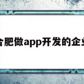 合肥做app开发的企业(合肥的软件开发行业怎么样)