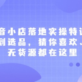 抖音小店落地实操特训营，从开店到选品，猜你喜欢、店群、无货源都在这里