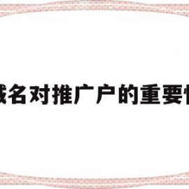 域名对推广户的重要性(域名对推广户的重要性和意义)