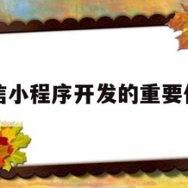 关于微信小程序开发的重要作用的信息