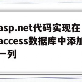 asp.net代码实现在access数据库中添加一列的简单介绍