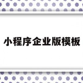 小程序企业版模板(小程序企业版模板怎么下载)