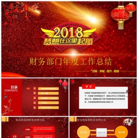 新年红色大气财务部门商务年终工作总结ppt模板下载