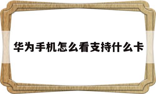 华为手机怎么看支持什么卡(华为手机怎么看支持什么卡的流量)