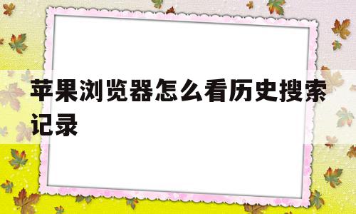 苹果浏览器怎么看历史搜索记录(苹果浏览器怎么看以前的搜索记录)