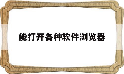 能打开各种软件浏览器(能打开各种网站的浏览器)