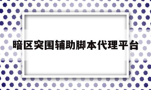 暗区突围辅助脚本代理平台(暗区突围教程)