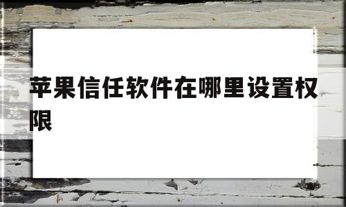 苹果信任软件在哪里设置权限(苹果信任软件在哪里设置权限密码)