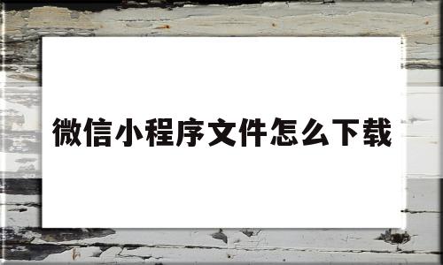 微信小程序文件怎么下载(微信小程序文件怎么下载到手机)