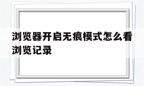 浏览器开启无痕模式怎么看浏览记录(浏览器开启无痕浏览怎么查看历史)