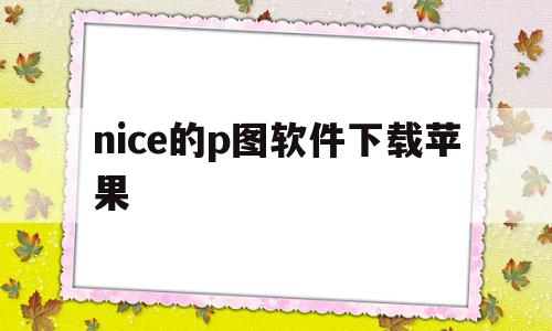 nice的p图软件下载苹果(nice软件苹果版)