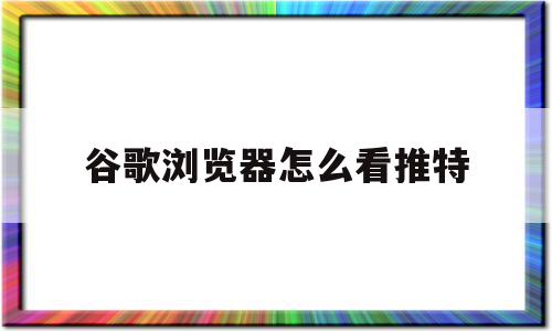 谷歌浏览器怎么看推特(谷歌怎么打开推特)