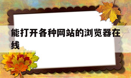 能打开各种网站的浏览器在线(能打开各种网站的浏览器在线浏览)