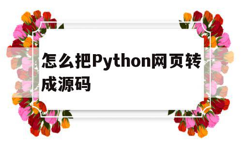 怎么把Python网页转成源码(python将网页保存为pdf)