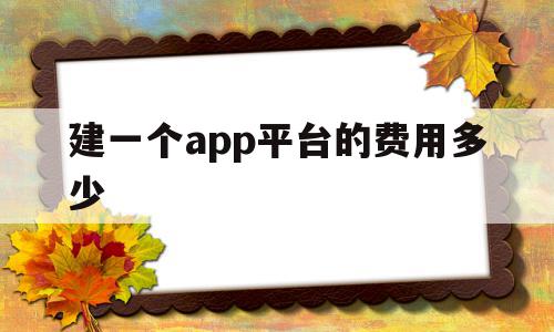 建一个app平台的费用多少(建一个app平台的费用多少,东莞哪个公司好)