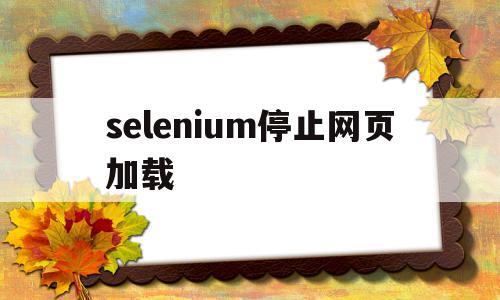 selenium停止网页加载(selenium暂停)