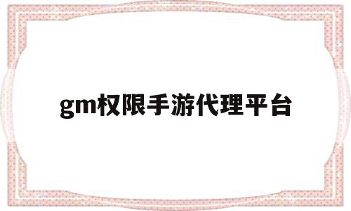 gm权限手游代理平台(gm权限手游代理平台是什么)