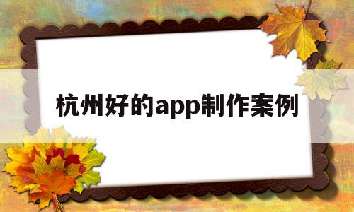 杭州好的app制作案例(杭州app制作开发一般是什么流程)