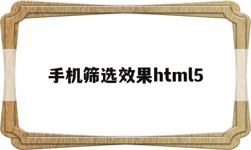 手机筛选效果html5(手机筛选怎么操作excel)