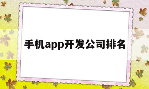 手机app开发公司排名(手机app开发公司排名榜)