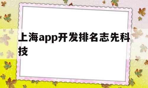 上海app开发排名志先科技(上海小程序开发找志先科技)