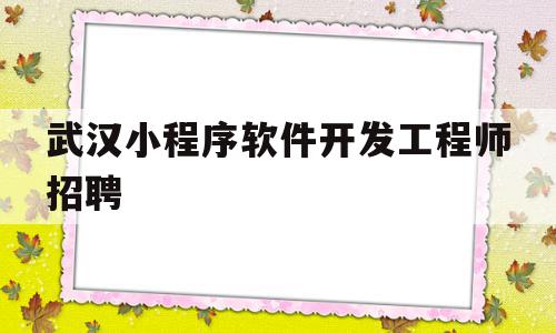 武汉小程序软件开发工程师招聘(武汉小程序软件开发工程师招聘网)