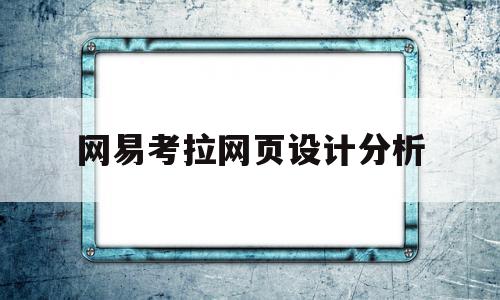 网易考拉网页设计分析(网易考拉网页设计分析报告)