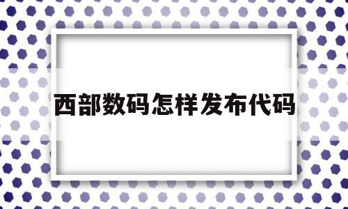 关于西部数码怎样发布代码的信息